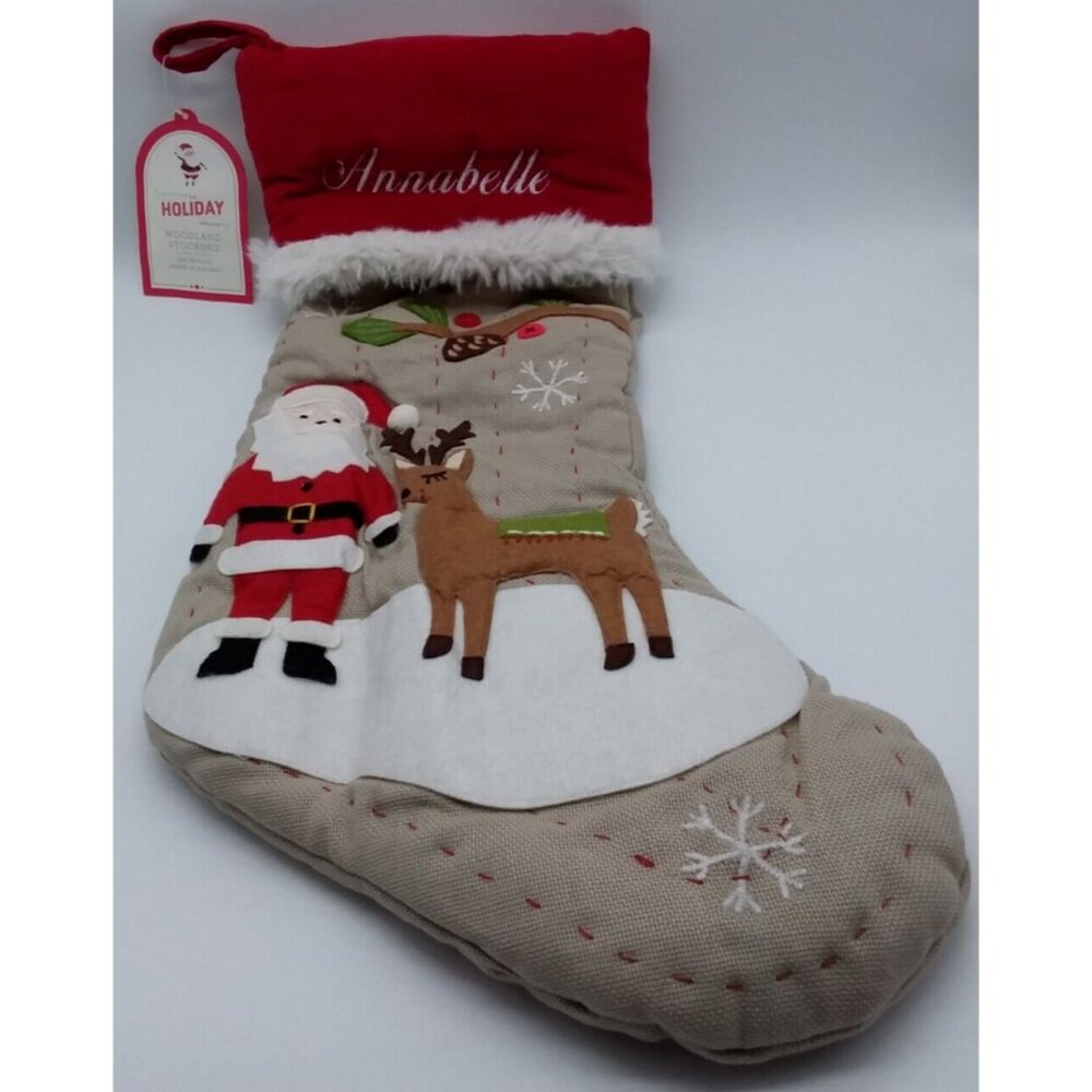 Pottery Barn Kids Annabelle Woodland Stocking Santa Rudolph Holiday Christmas
